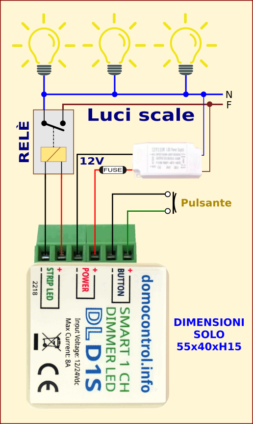 DLD1S - Schema luce scala condominio con timer evoluto