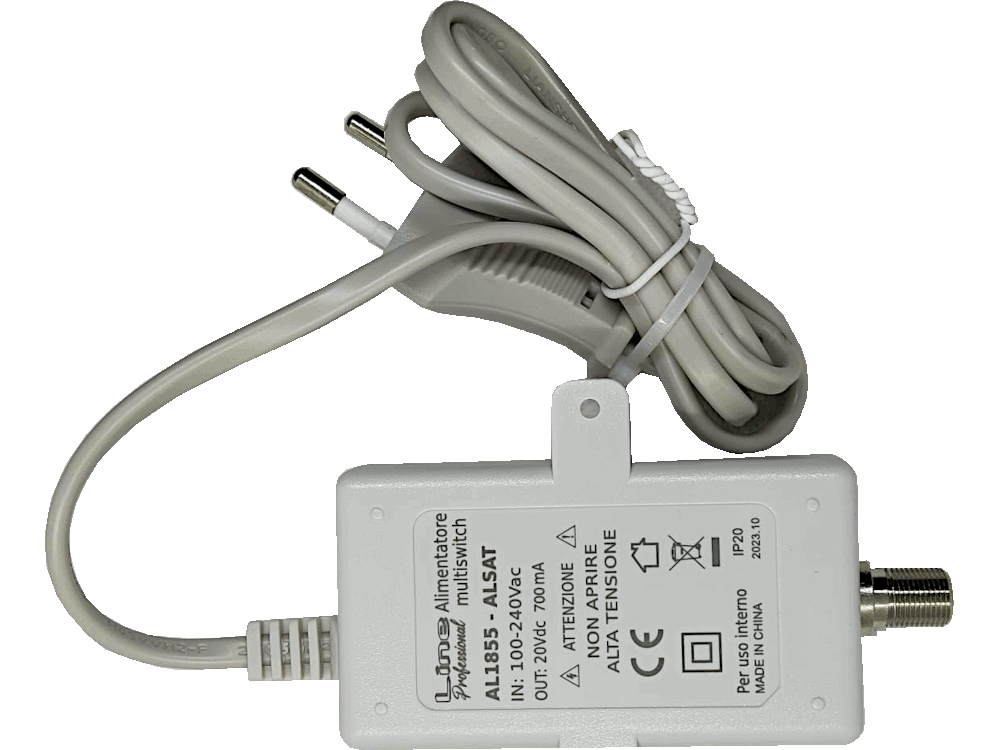 AL1855 - Alimentatore per multiswitch 20V 700mA con connettore F e impedenza 75 OHM