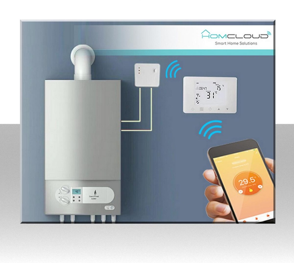 Cronotermostato digitale wi-fi con ricevitore RF controllo da remoto wireless Homcloud