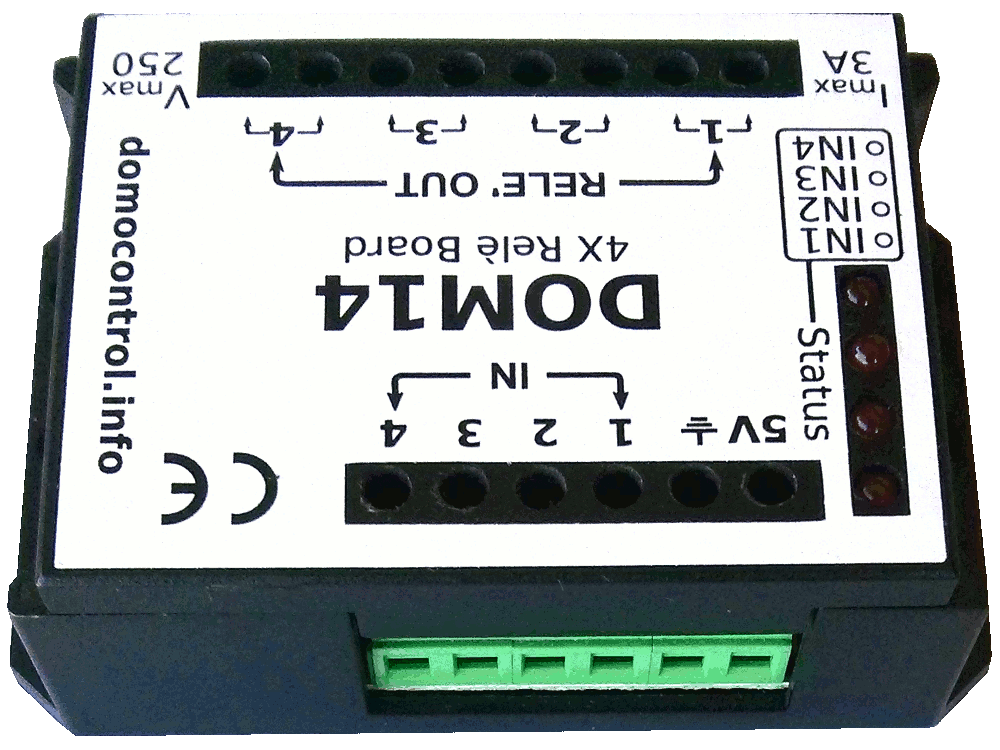 Scheda espansione 4 Rele' 230Vac 3A comandati da sistemi domotici in bassa tensione e corrente