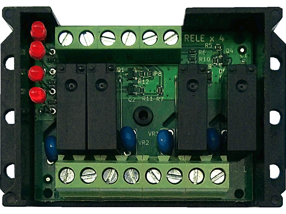 Scheda espansione 4 Rele' 230Vac 3A comandati da sistemi domotici in bassa tensione e corrente