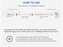 Adattatore POE 48V->12V 1A -  RJ45 -> RJ45 + PLUG per telecamere IP 12V