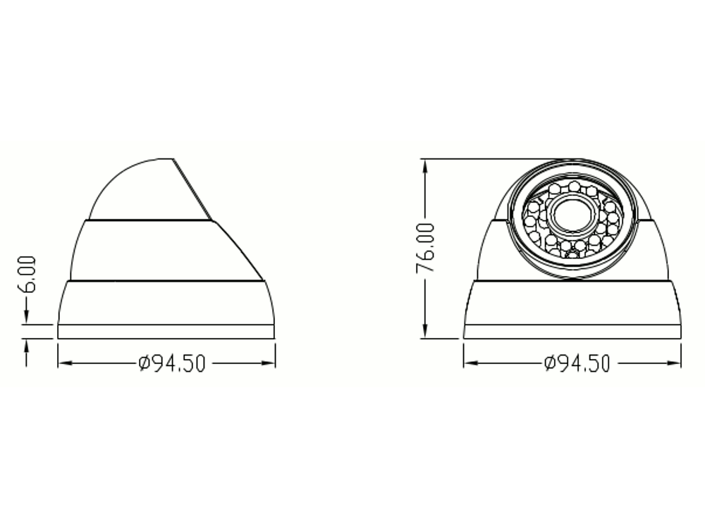 Telecamera Dome 1080P Sensore 1/3" CMOS 2.8mm IR 20M 4 IN 1 (TVI CVI AHD CVBS)