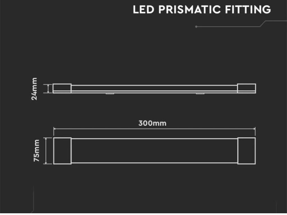 Plafoniera lineare piatta a LED con Chip Samsung Prismatica con potenza di 10W e luminosità di 1000lm - Lunghezza 30cm - Luce calda 3000K - Grado di protezione IP20