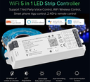 Controller TUYA WiFi & Bluetooth a 5 canali per strisce LED 12/24V MAX 15A