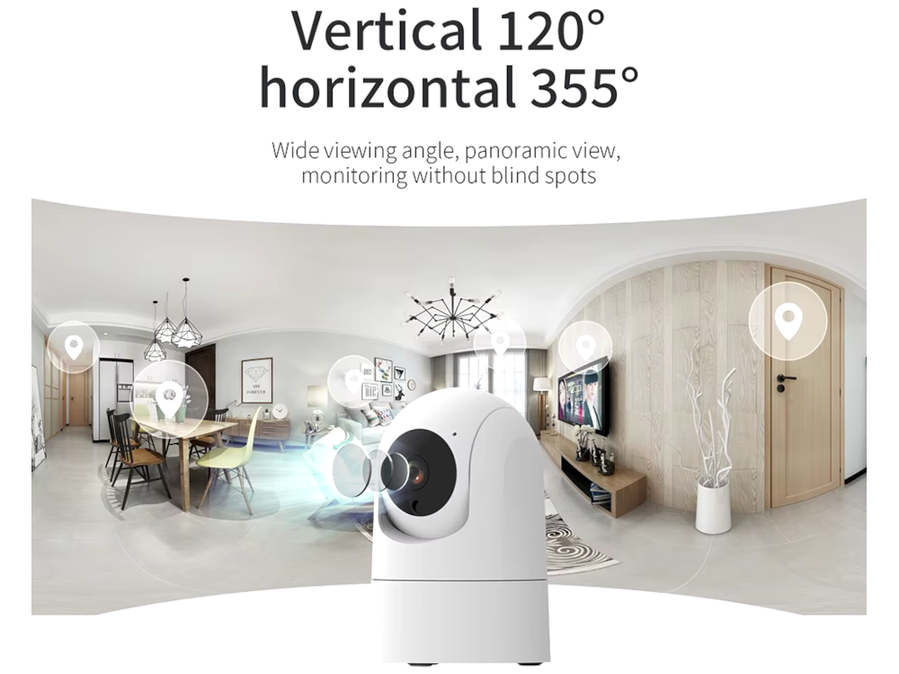 Telecamera WiFi motorizzata per interno TUYA 4MPX lente 3.6mm con slot memoria SD + Audio bidirezionale - APP TUYA