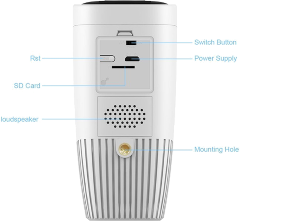 Telecamera Bianca a Batteria WiFi - Audio/Video - Visione 110 gradi - Risoluzione 2MPX - IR 10m. - Slot per TF Card