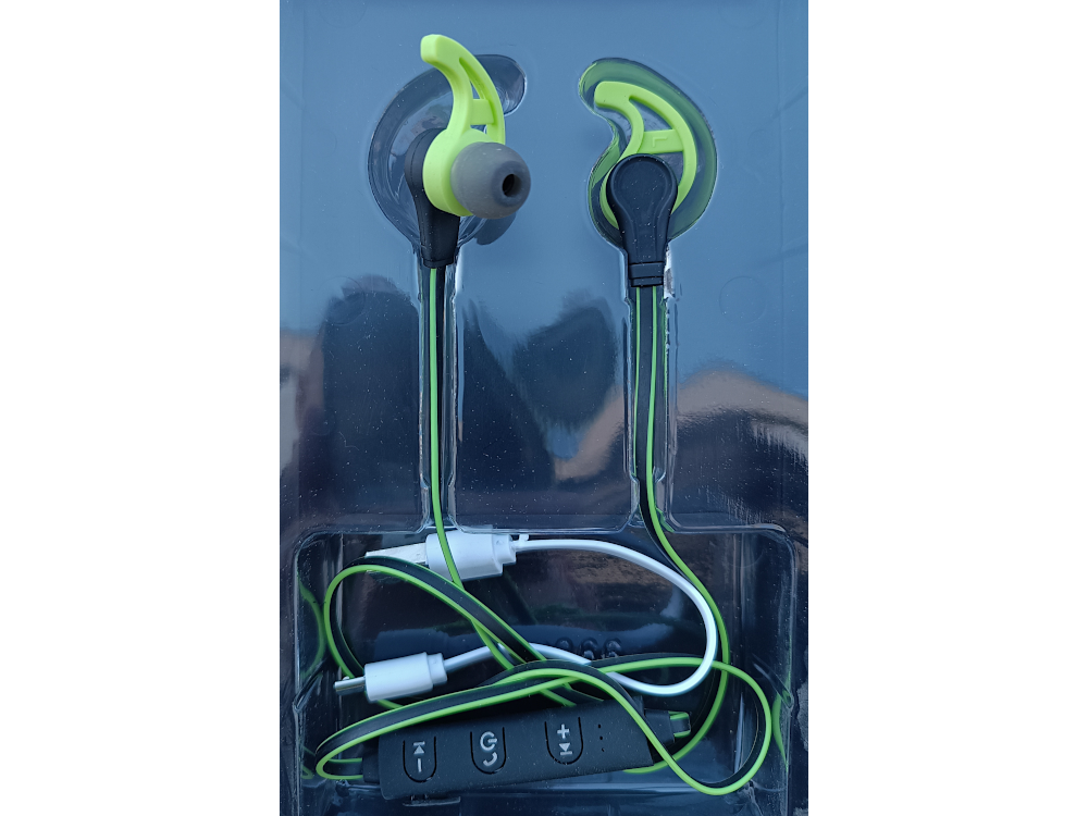 Auricolare SPORT stereo Bluetooth Verde con microfono