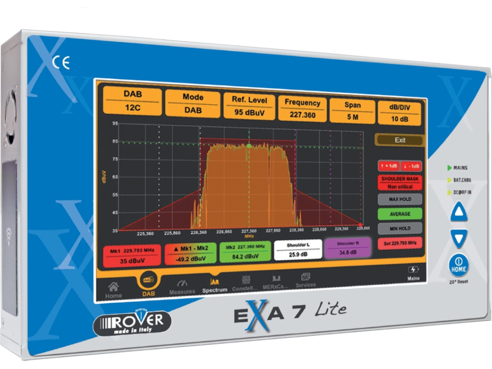 Rover EXA7 Lite - Misuratore di campo con analizzatore di spettro professionale combinato TERRESTRE / SATELLITARE con Display Touch Screen