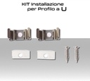 Profilo a U in Alluminio da 2 metri per strisce a Led completo di cover e kit fissaggio PACK 3pz.