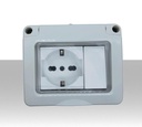 Contenitore Stagno completo a 3 moduli inclusi presa e interruttore 16A IP55