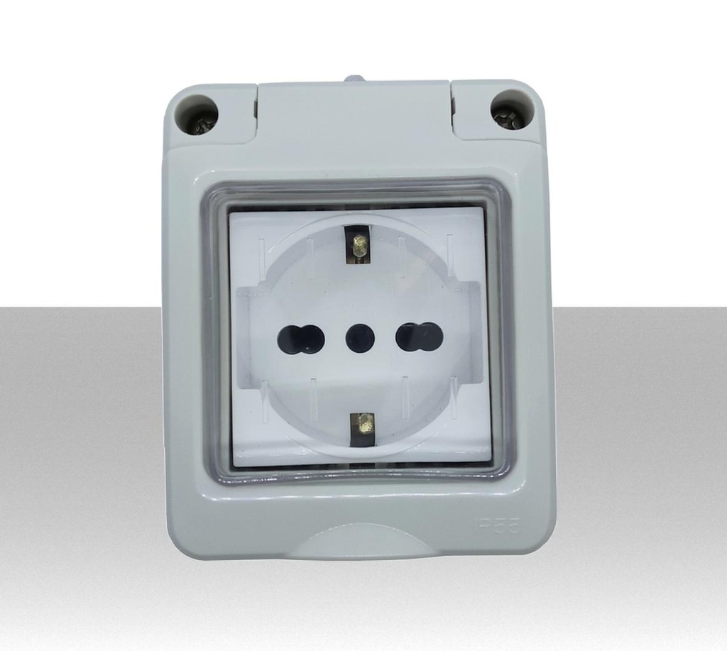 Contenitore Stagno completo a 2 moduli inclusi presa universale16A IP55