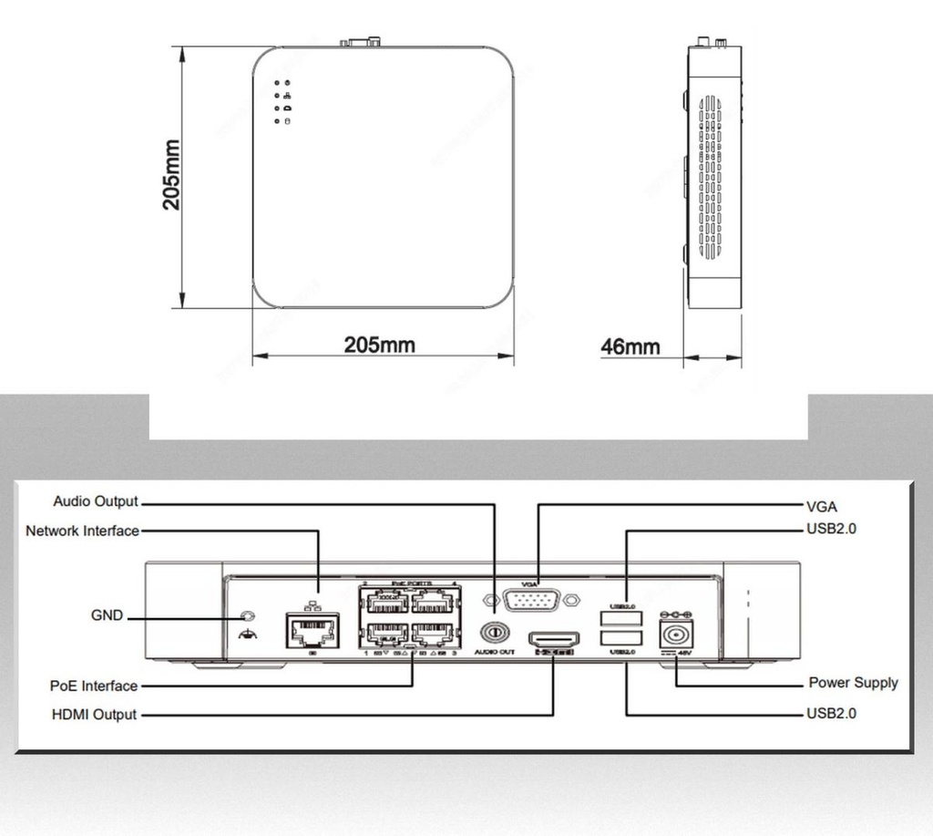 NVR Videosorveglianza POE 4 Canali 5MP supporto ONVIF IP