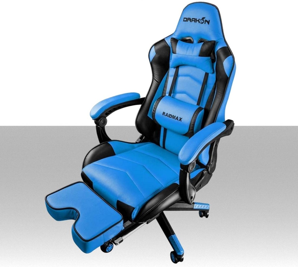 Sedia gaming in pelle per scrivania modello Raidmax DK709BLUE blu e nera