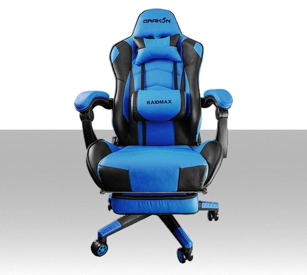 Sedia gaming in pelle per scrivania modello Raidmax DK709BLUE blu e nera