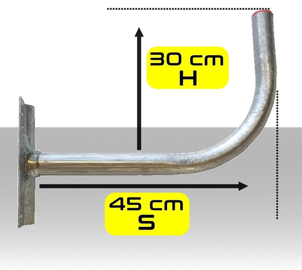 Staffa Supporto parabola a muro o palo diametro tubo 40 mm a 90° cm 45