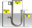 Staffa Supporto parabola a palo con diametro tubo 40 mm a 180° cm 22 
