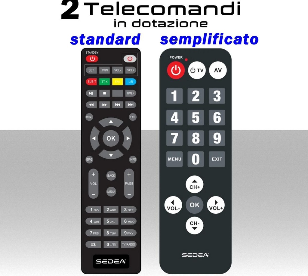 Decoder TV dvb T2  digitale terrestre con doppio telecomando 