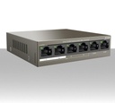 Switch Ethernet 6 porte 4 PoE Lan in metallo modello Desktop Tenda