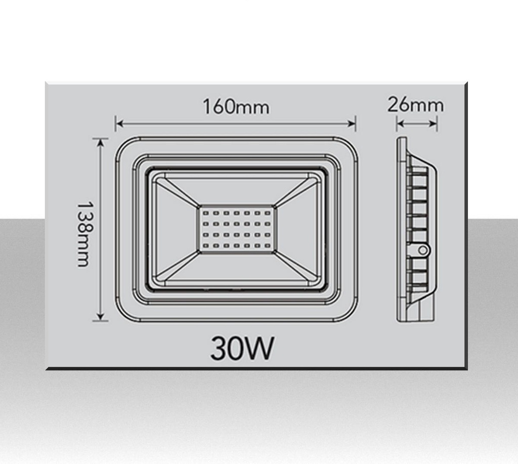 Faretto LED per esterno 30W Luce bianca fredda 6500K IP65 2400 Lumen FSL