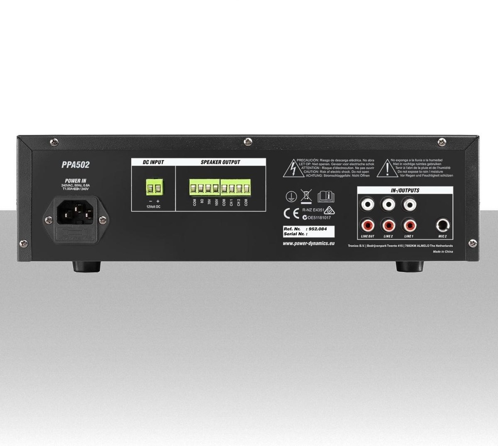 Amplificatore audio 50W bluetooth mp3 sistema audio 2 zone (100V,4ohm,8ohm)