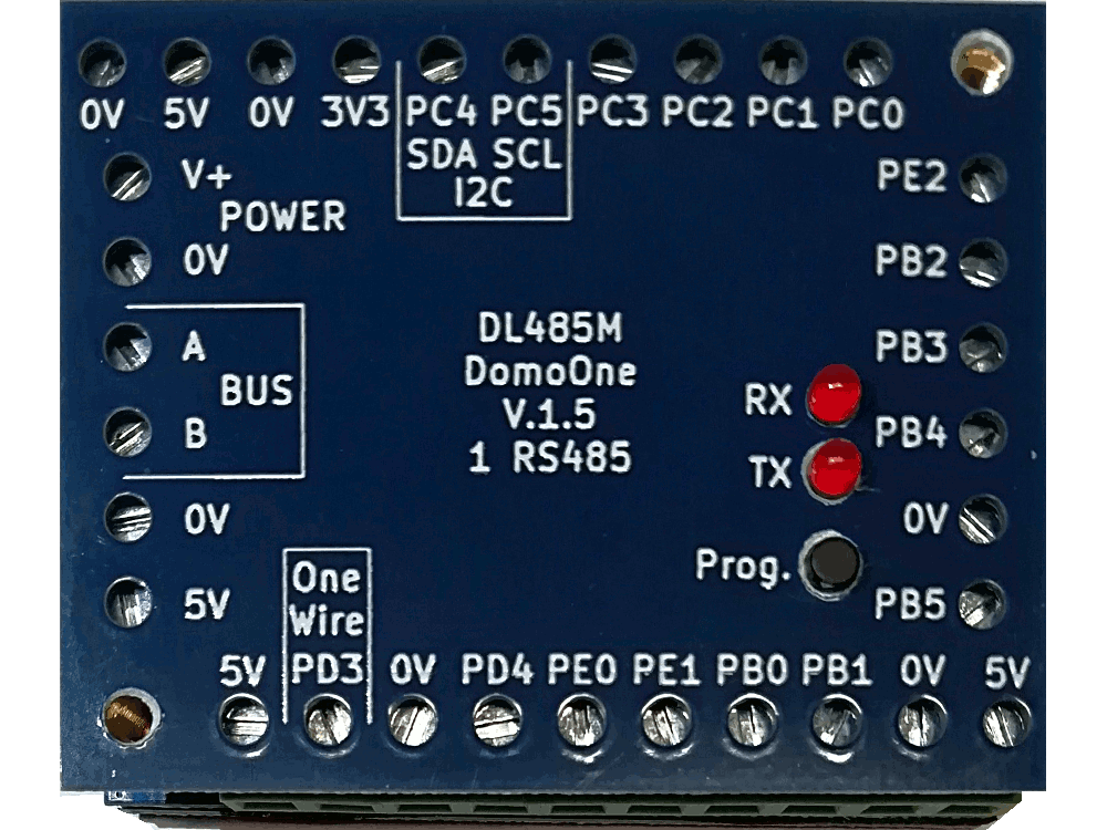 Scheda di espansione IO con RS485 e protocollo MODBUS. 12 IO, I2C, OneWire - Completo di contenitore