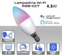 Lampadina LED Wi-Fi 4.5W 350 lumen E14 RGB e bianco dimmerabile