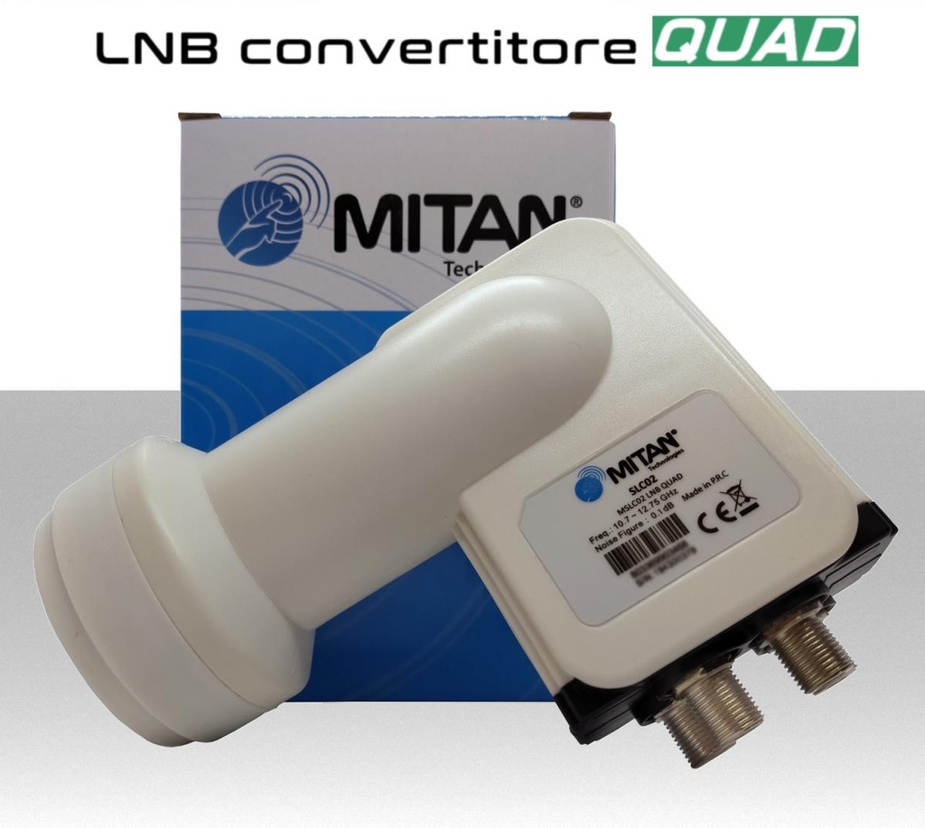 Lnb 4 uscite QUAD universale indipendenti illuminatore per parabola satellitare offset universale  MITAN SLC02