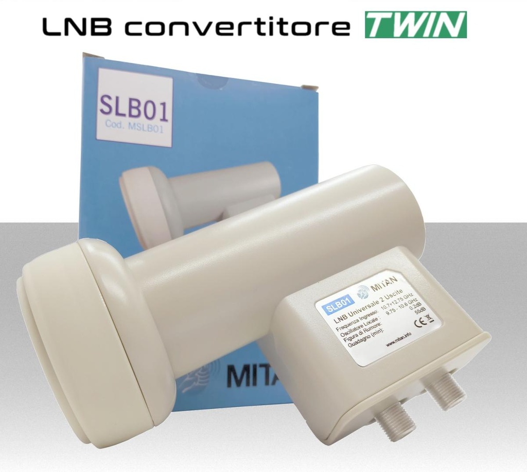 Lnb 2 uscite universali legacy illuminatore TWIN per parabola satellitare offset universale MITAN SLB01