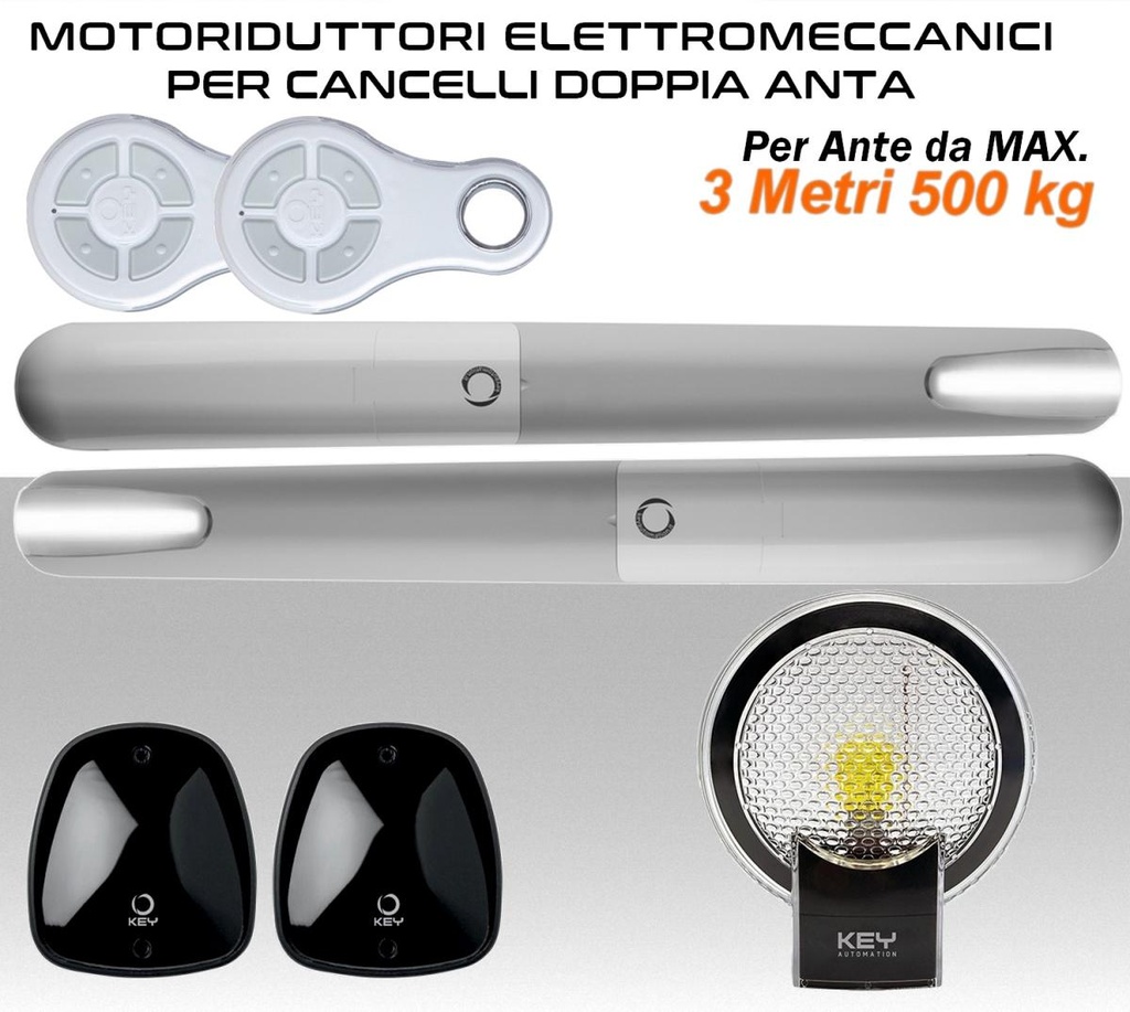 Motore per cancello battente 500 kg. KIT RAY completo apertura 2 ante