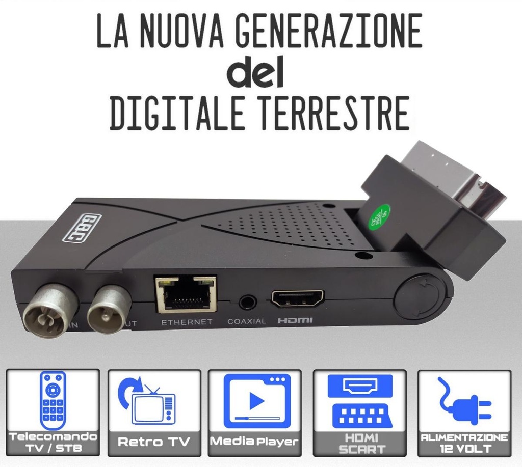 Decoder TV retro tv GBC con scart e HDMI Telecomando 2 in 1 universale sensore prolunga IR con Display risoluzione video Full HD