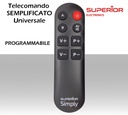 Telecomando universale TV semplice tasti ampi e comodi con autoapprendimento per due dispositivi associati.