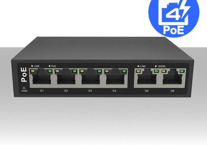 Switch di rete PoE 6 porte LAN Gigabit modello Sunell