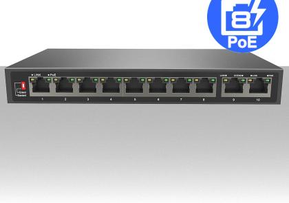 Switch PoE 10 porte LAN in metallo 110W Long Distance