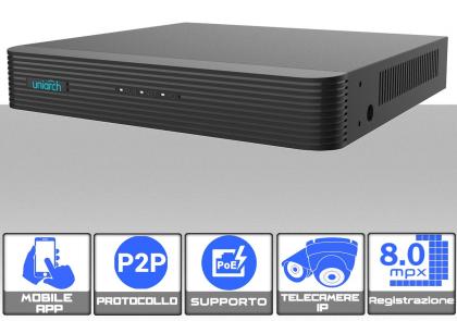 NVR Videosorveglianza POE 4 Canali 8MP supporto ONVIF IP