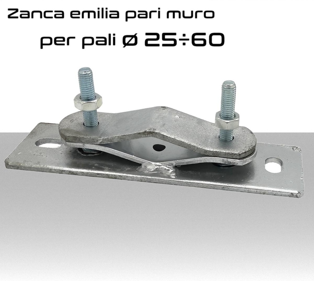 Zanca emilia fissaggio a muro  per pali da Ø25/60 mm distanza pari muro