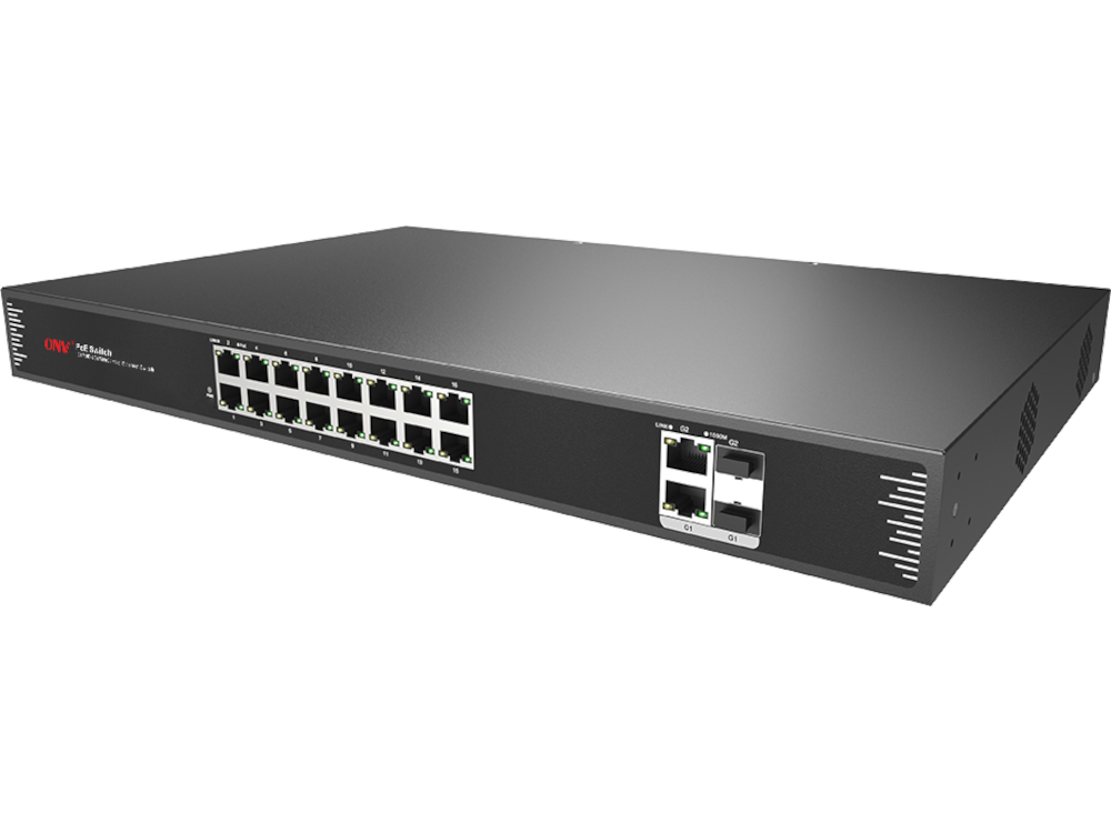 Switch 18 porte di cui 16 10/100 POE + 2 GIGABIT - ONV