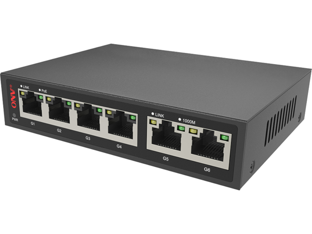 Switch 6 porte GIGABIT di cui 4 POE - ONV