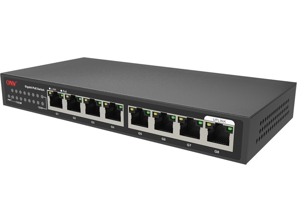 Switch 8 porte GIGABIT di cui 7 POE - ONV