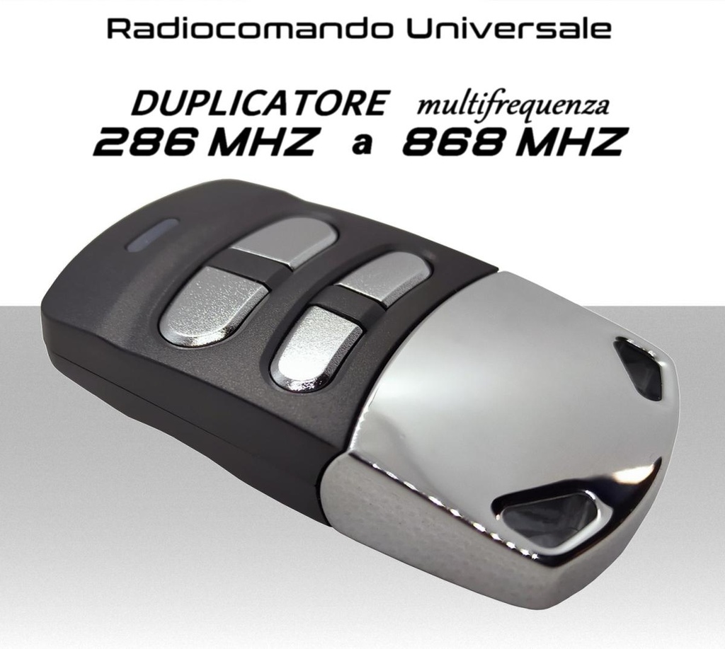 Radiocomando universale cancelli e barriere su multifrequenza da 286 a 868 MHz