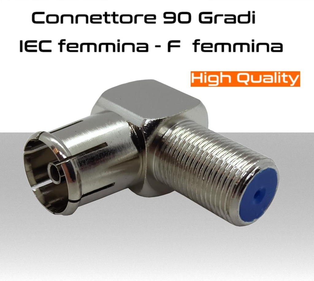 Connettore TV 90 gradi IEC femmina - F femmina spinotto alta qualità