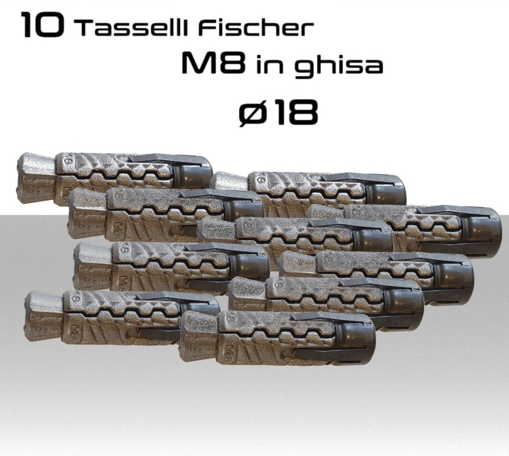 Tasselli M8 ancorante in ghisa ø 18 PACK 10pz.