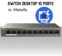 Switch Ethernet 10 porte 8 PoE Lan in metallo modello Desktop Tenda
