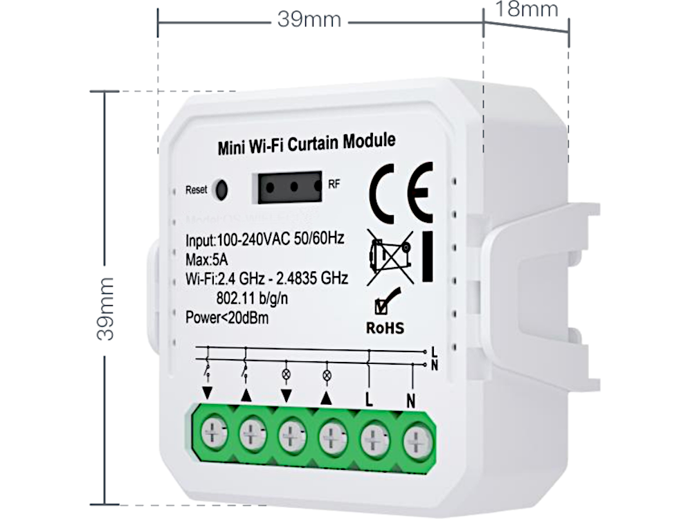 TUYA - Controllo motore Tapparelle WiFi - Max 5A