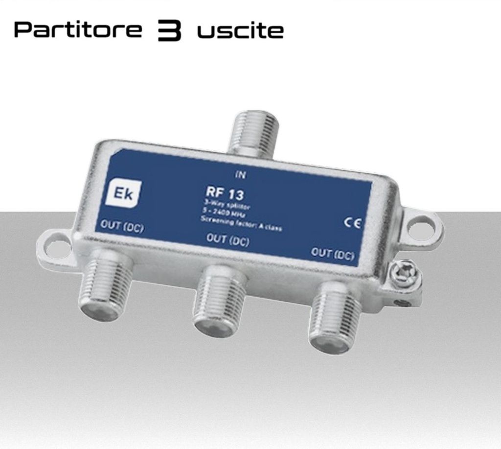 Partitore tv 3 uscite con connettore F schermato in classe A divisore banda TV e Satellite di Ekselans by ITS