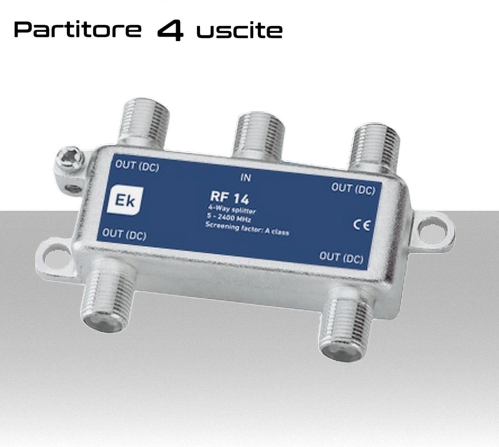 Partitore tv 4 uscite con connettore F schermato in classe A divisore banda TV e Satellite di Ekselans by ITS