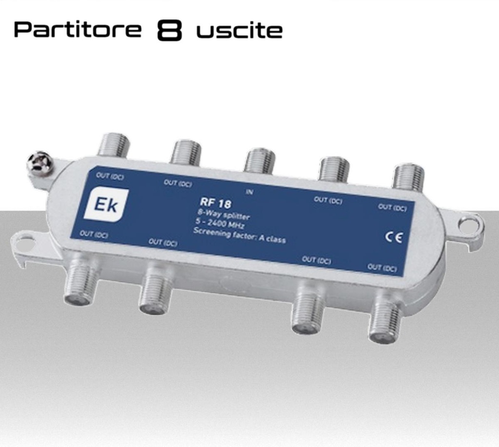 Partitore tv 8 uscite con connettore F schermato in classe A divisore banda TV e Satellite di Ekselans by ITS