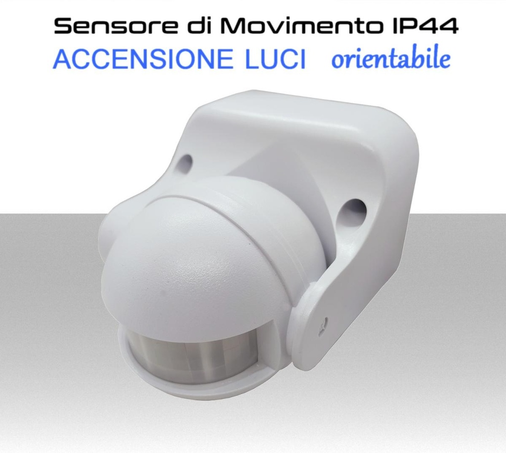 Sensore di movimento per luci interne IP44 inclinabile rilevamento 180° distanza 12 metri SE218AN