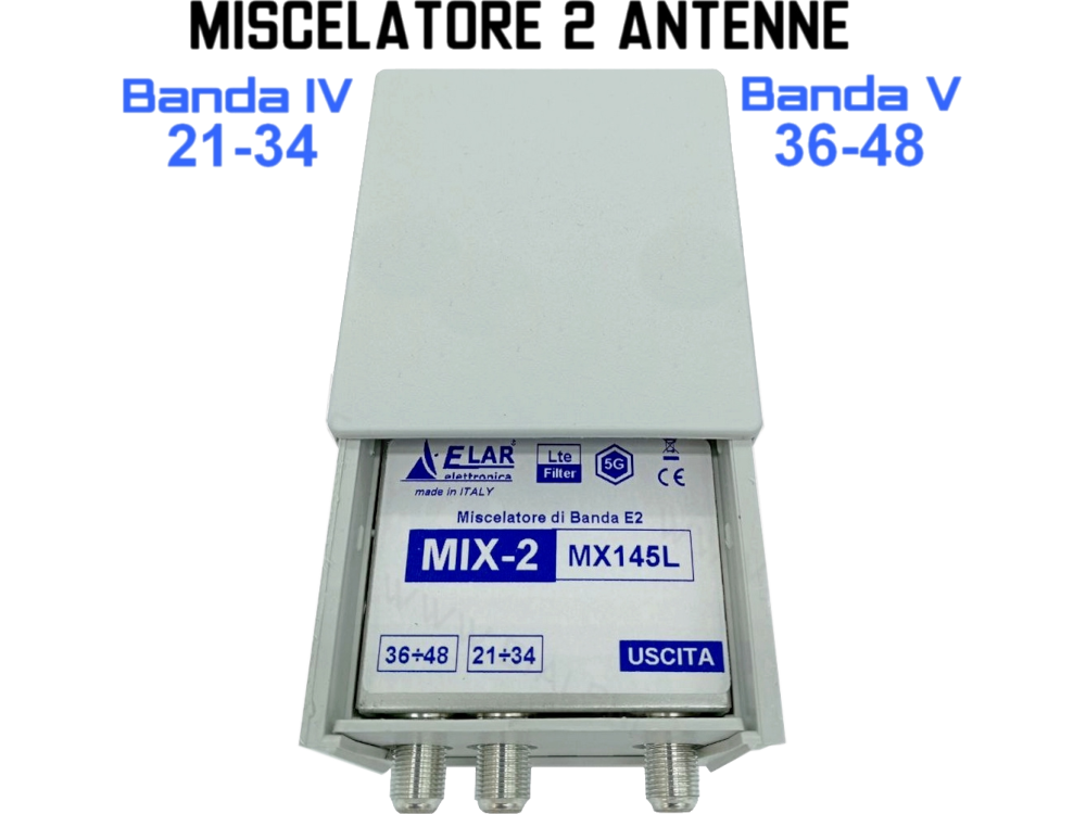 Miscelatore TV 2 ingressi 21:34 / 36:48 per ricezione da 2 direzioni