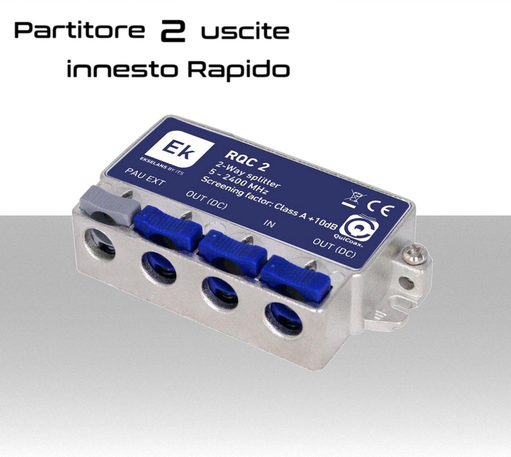 Partitore tv 2 uscite ad innesto rapido schermato in classe A divisore banda TV e Satellite di Ekselans by ITS